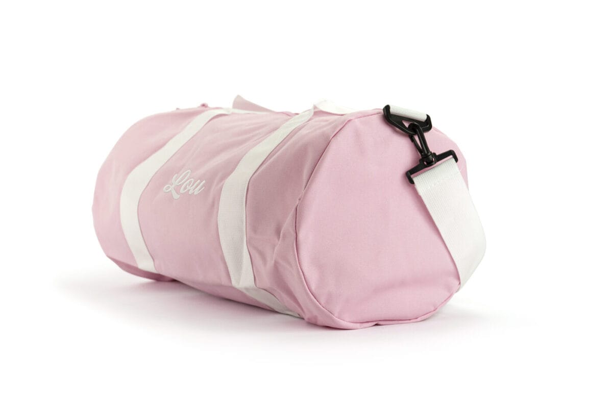 sporttas roze met witte linten