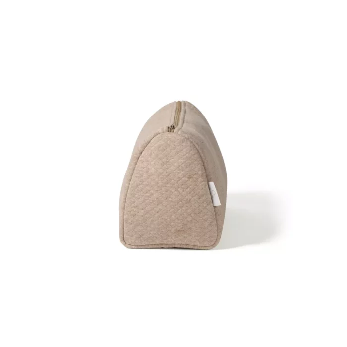 Grote toilettas met naam Camel beige wafelstof - Afbeelding 2