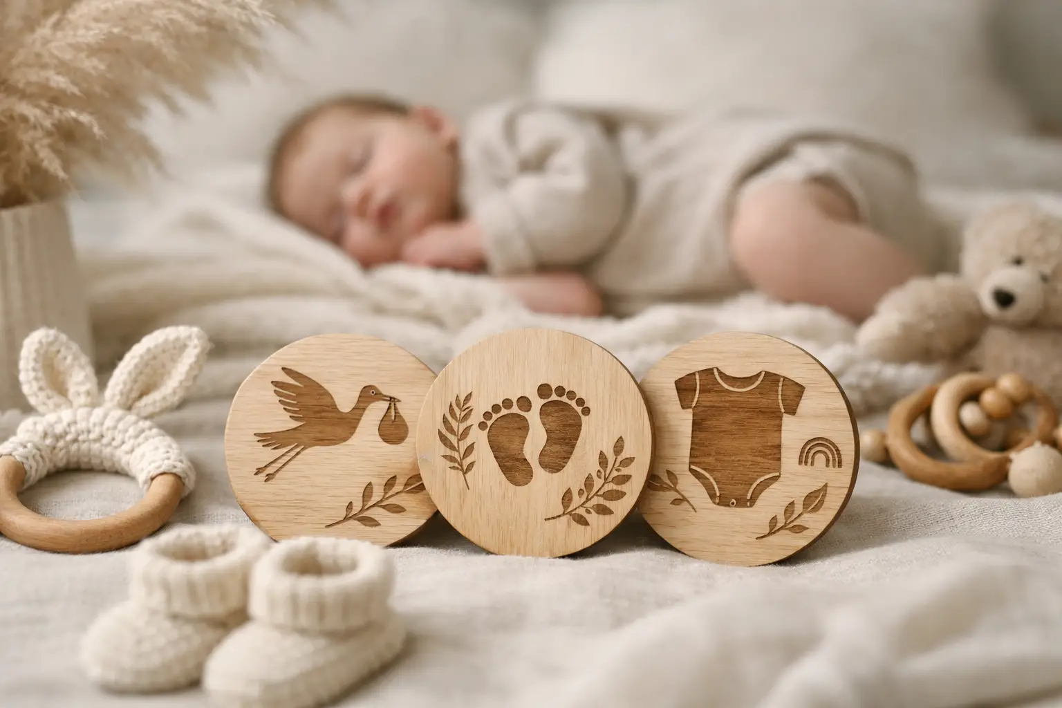 Houten mijlpaalkaarten baby voor elk eerste moment
