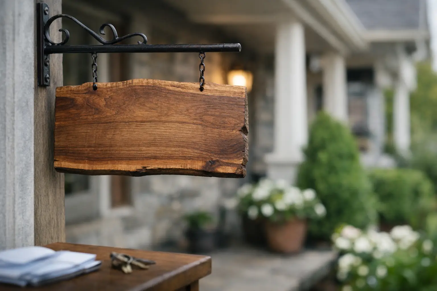 Houten welkomsbord met familienaam kiezen